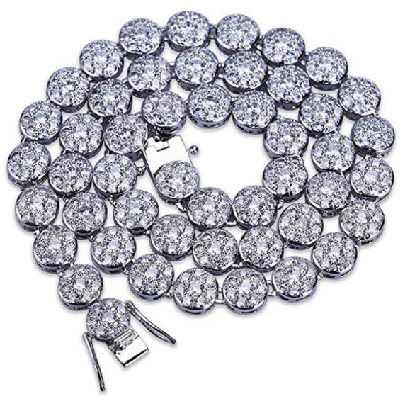 1 Row 14K Cluster Diamond Iced O
